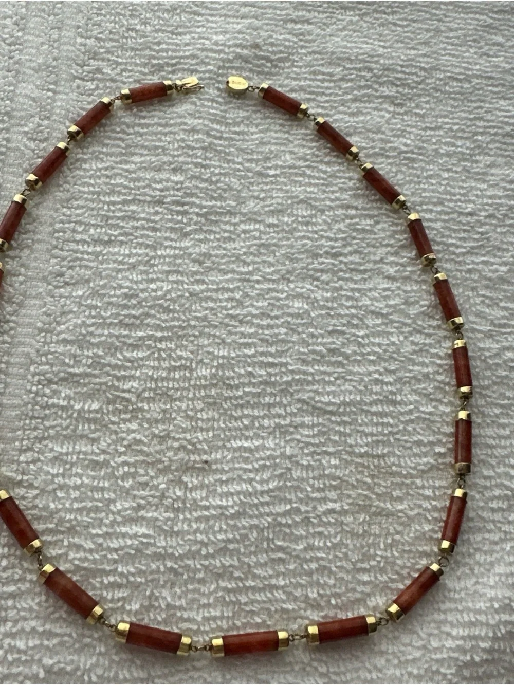 Gold-Tone Red Coral Tube Necklace - 14k
